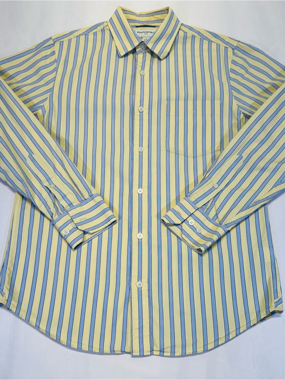 Banana Republic Yellow and Blue Stripe Dress Shirt
